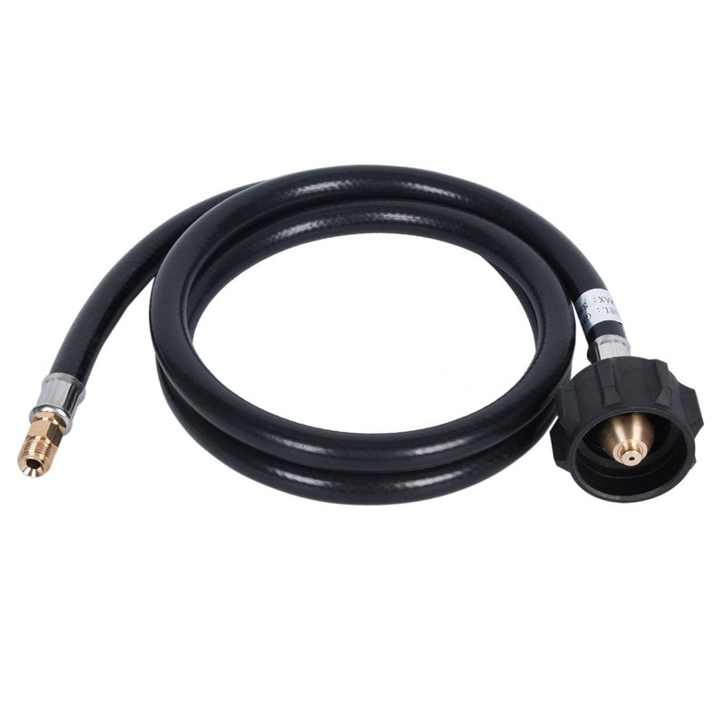 GasSaf 4 FT RV Propane Hose, Propane Pigtail Connector Hose QCC1 Connector- Acme x 1/4" Inverted Male Flare - Image 1